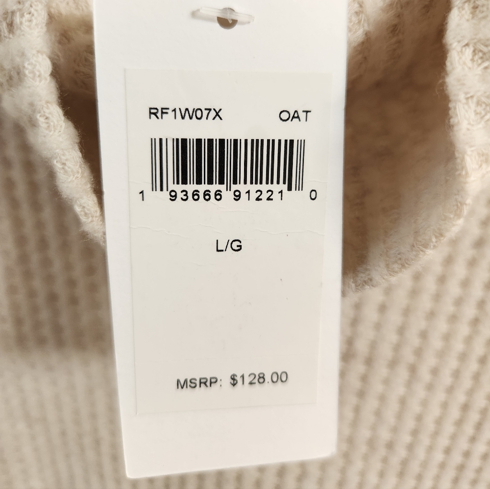 Splendid Women's Shirt Cowl Neck Waffle Knit Long Sleeve Top Cream Large NWT - Picture 3 of 8